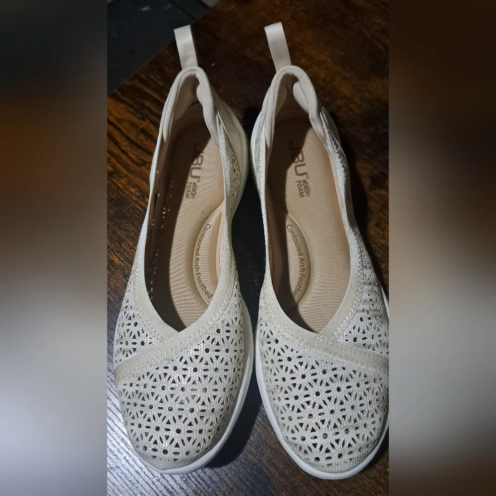 Jambu Emma Shoes Slip On Flats Round Toe Shimmer Cream Womens US 7 - Picture 6 of 11